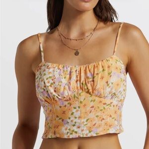 Billabong Orange Ruched Crop Camisole